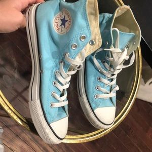 Baby Blue All Star Converses HIGH TOP - Size 9